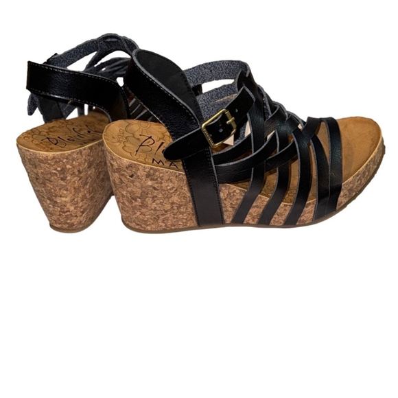 Blowfish Malibu Harper Vegan Cork Wedge Sandal in Black, Sz 8 NEW - Picture 5 of 8
